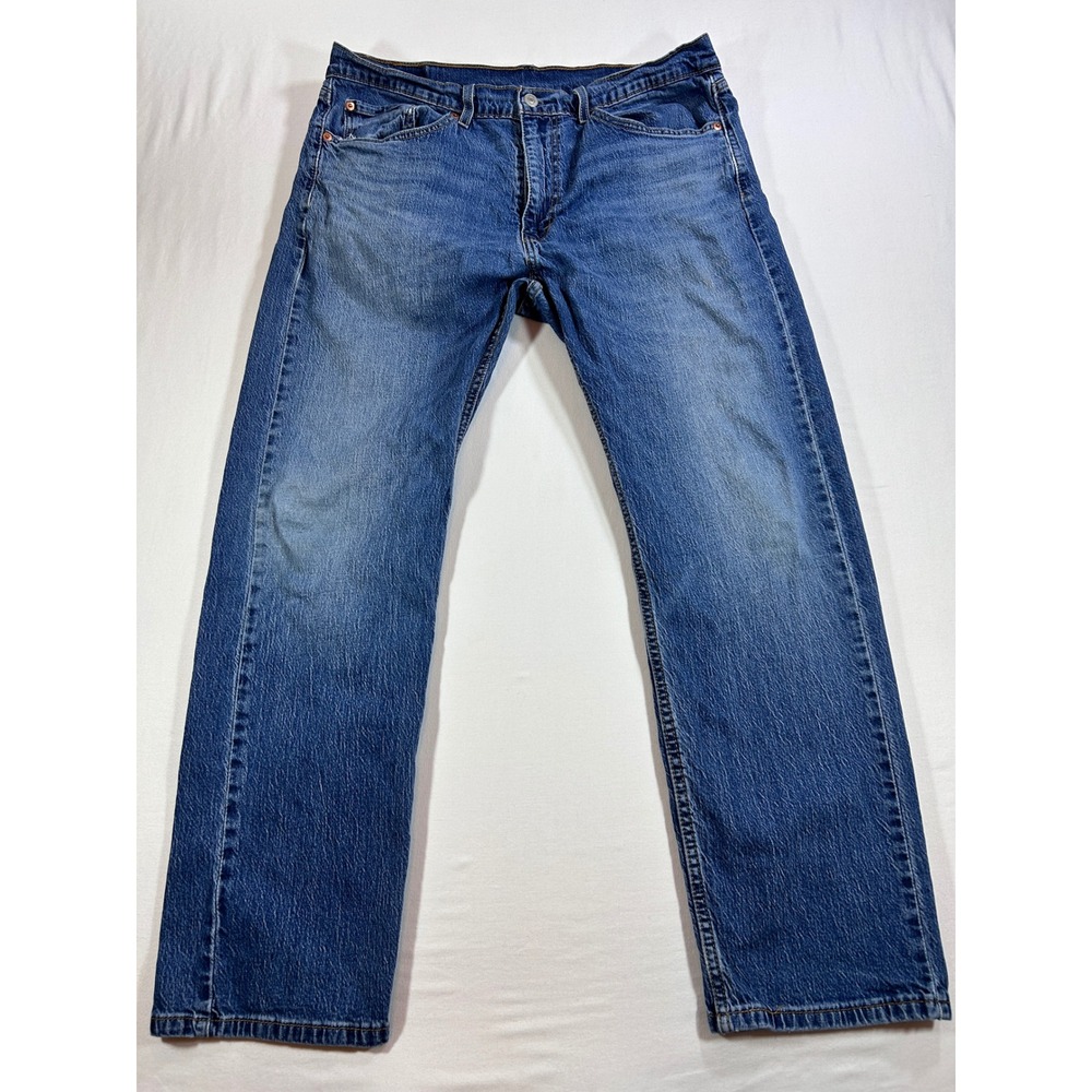 Levis 505 Regular Fit Straight Leg Jeans Mens 36x30 Medium Wash Blue Denim